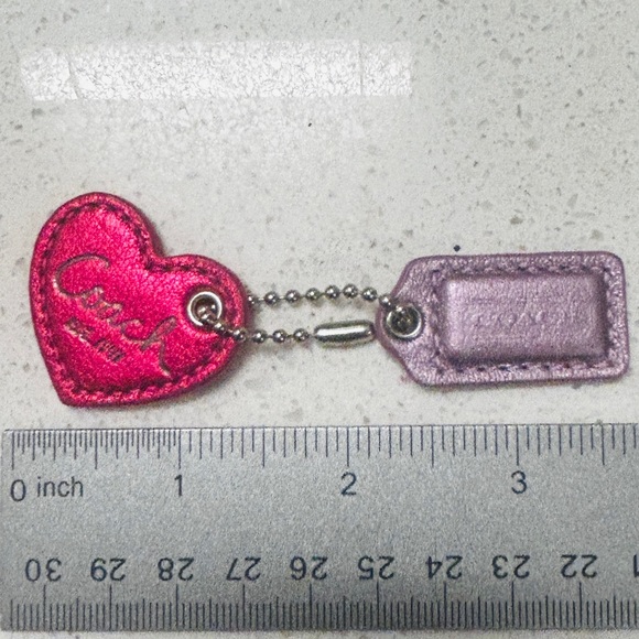 Coach Handbags - Coach Pink Heart and Purple Silver Keychain Tags
